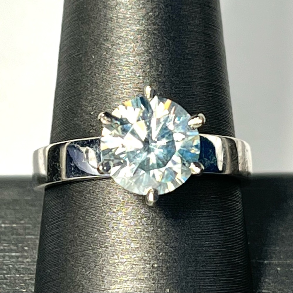 Genuine2.75 CT Light Blue Diamond Ring 925 Sterling Silver